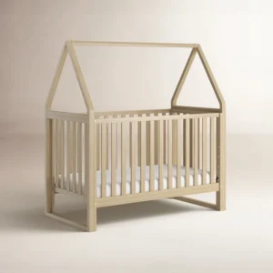 Furnishiaa 5-in-1 Convertible Canopy Baby Crib | Solid Sheesham Wood | Adjustable Height Nursery Crib