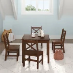 furnishiaa Kids 5 Piece Solid Wood Play Or Activity Table and Chair Set