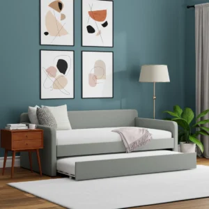 Upholstered Daybed with Trundle – Modern Twin Sofa Bed