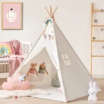 Kids Play Tent with Mat, Lights & Storage Bag