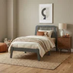 Modern Twin Platform Bed with Spindle Headboard