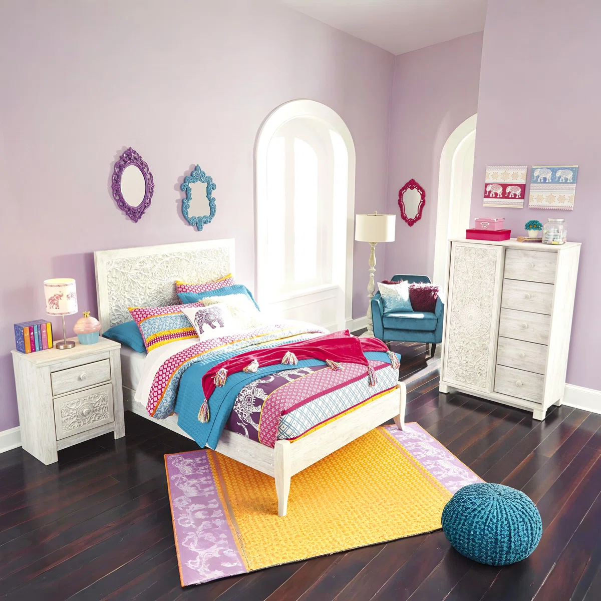 Kids Bed with Guardrails (Vintage Finish)