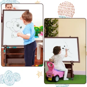 Adjustable Kids Art Easel with Storage & Wheels