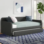Upholstered Twin Daybed with Pull-Out Trundle and Solid Wood Frame