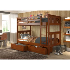 Dubbo Twin Over Twin 2 Drawer Solid Wood Standard Bunk Bed