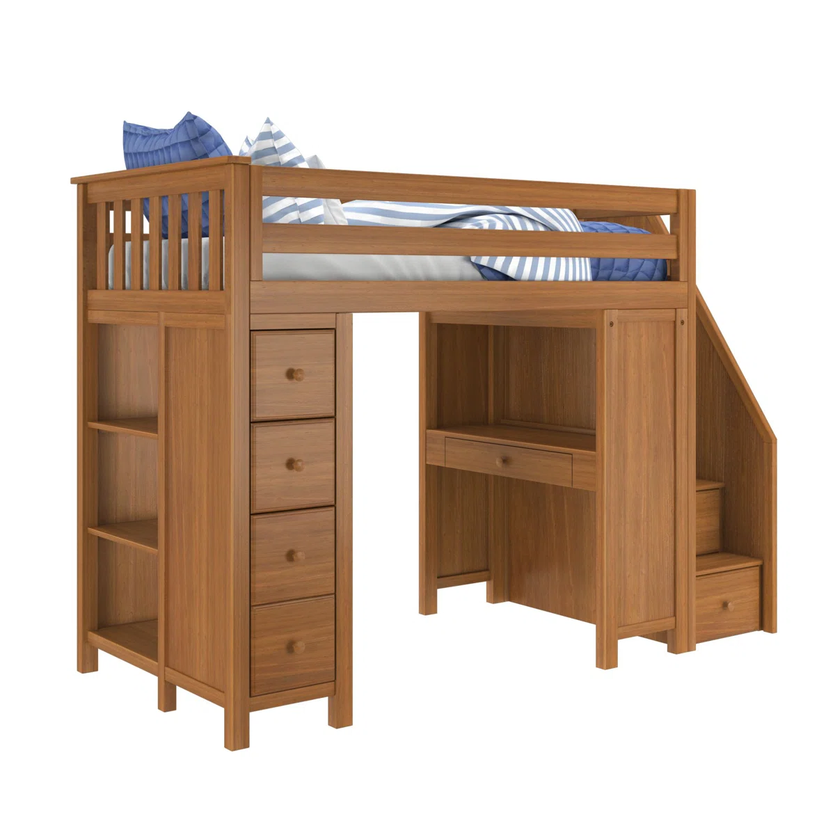 Identas+Twin+8+Drawer+Solid+Wood+Loft+Bed+With+Bookcase-125420977 (3)