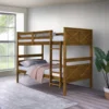 43.6" W Wood Twin-over-Twin Bunk Bed with Convertible Design and Guardrails