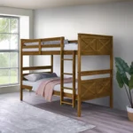 43.6" W Wood Twin-over-Twin Bunk Bed with Convertible Design and Guardrails