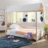 Twin Four Poster Pine Wood Bed