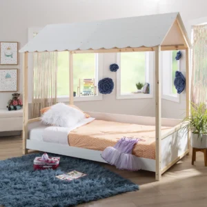 Twin Four Poster Pine Wood Bed