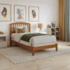 Solid Wood Mission Style Panel Bed Frame with Slatted Headboard