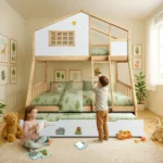 Treehouse Heavy Duty Wood Staircase Twin over Full Bunk Beds with Trundle