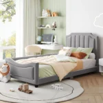 Upholstered Twin Daybed with Scalloped Headboard