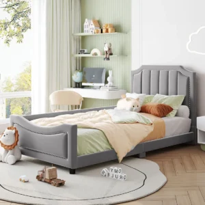 Upholstered Twin Daybed with Scalloped Headboard